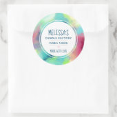 Cool Green & Red Space Nebula Waterverf Candle Ronde Sticker (Tas)