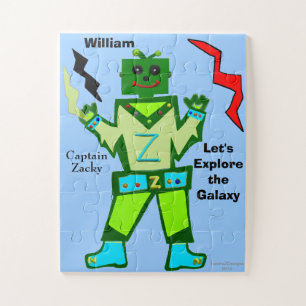 Cool Green Robot Lightning Bolts Puzzle Legpuzzel