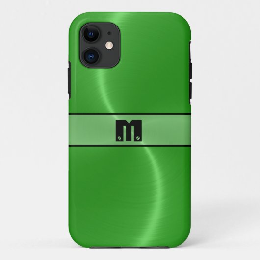 Cool Green Shiny Stainless Steel Metal 14 Case-Mate iPhone Case (Achterkant)
