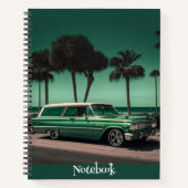 Cool Green & Silver Car op het strand Notitieboek (Voorkant)