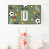 Cool Green Sports Soccer Boys Birthday Sign Spandoek (Insitu)