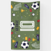 Cool Green Sports Soccer Boys Birthday Sign Spandoek (Verticaal)
