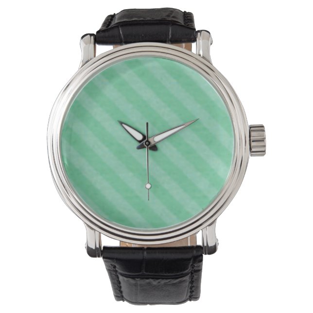 Cool Green Twill Stripes Chevron Watch Horloge (Voorkant)