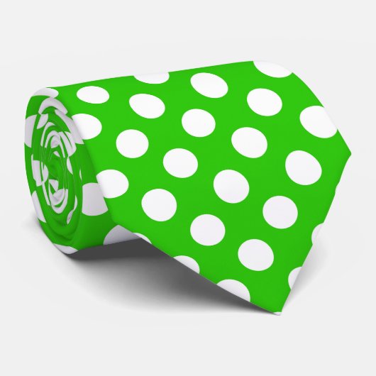cool green white polka stip betegeld patroon stropdas (Opgerold)