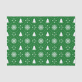 Cool Green White Snowflakes kerstboompatroon Tissuepapier (Voorkant)