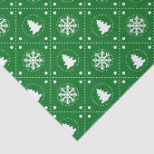 Cool Green White Snowflakes kerstboompatroon Tissuepapier (Detail)