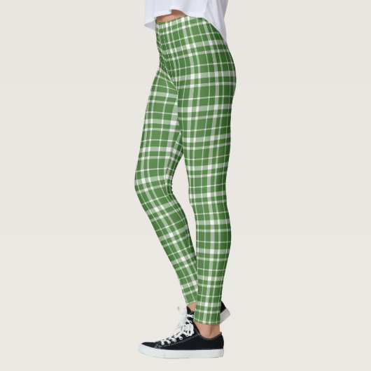 Cool Green White Tartan Scottish St.Patrick's Day Leggings (Links)