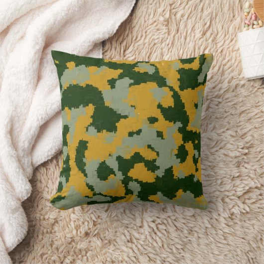 Cool Green Yelllow Gray Camouflage Pillow Kussen (Deken)
