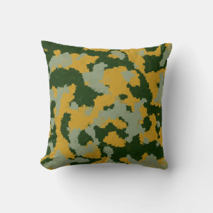 Cool Green Yelllow Gray Camouflage Pillow Kussen