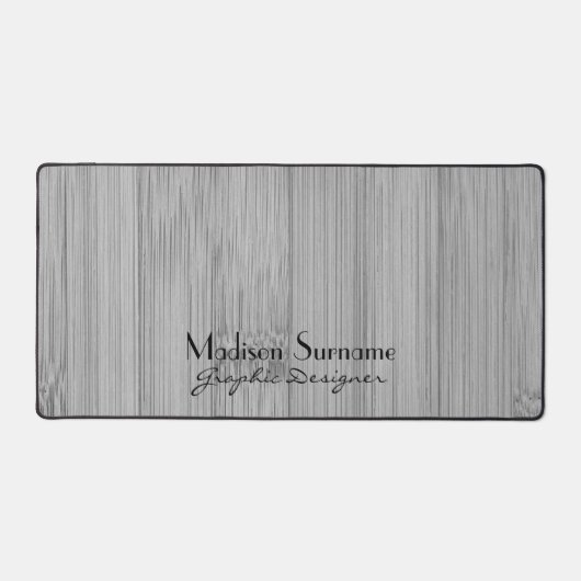 Cool grey bamboe houtprint Jouw naam Bezetting Bureaumat (Voorkant)