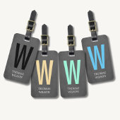 Cool Grey Black Bold Monogram Bagagelabel