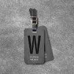 Cool Grey Black Bold Monogram Bagagelabel<br><div class="desc">Cool volledig aanpasbaar bagagelabel ontwerp met textuurgrijze achtergrond en vet zwart monogram. Modern elegant ontwerp.</div>