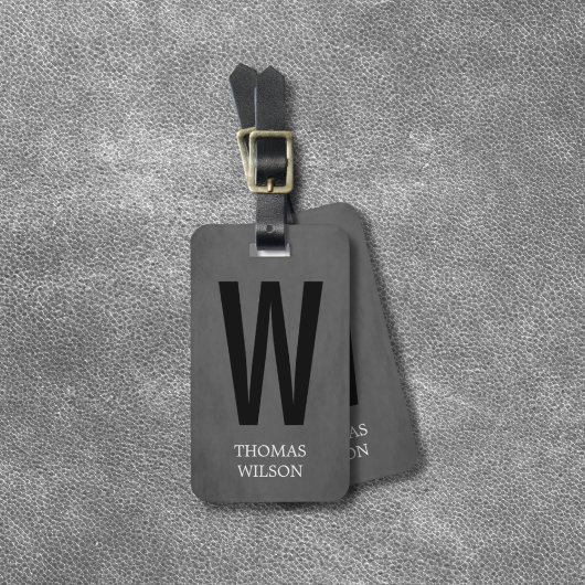 Cool Grey Black Bold Monogram Bagagelabel