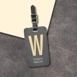 Cool Grey Black Pastel Yellow Bold Monogram Bagagelabel<br><div class="desc">Cool volledig aanpasbaar bagagelabel ontwerp met textuurgrijze achtergrond en vet pastelgeel monogram. Modern elegant ontwerp.</div>