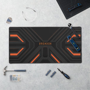 Cool Grey en Oranje geometrische gaming achtergron Bureaumat