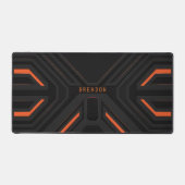 Cool Grey en Oranje geometrische gaming achtergron Bureaumat (Voorkant)
