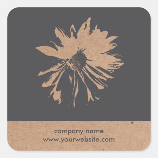 Cool Grey Floral Kraft Papier Bloemist Sticker (Voorkant)