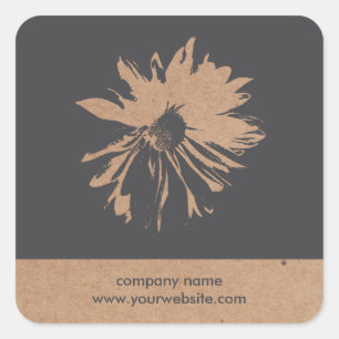 Cool Grey Floral Kraft Papier Bloemist Sticker