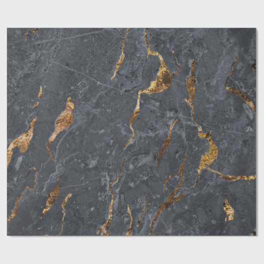 Cool Grey Gold Marble Texture Cadeaupapier (Vlak)