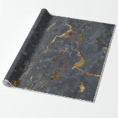 Cool Grey Gold Marble Texture Cadeaupapier (Uitgerold)