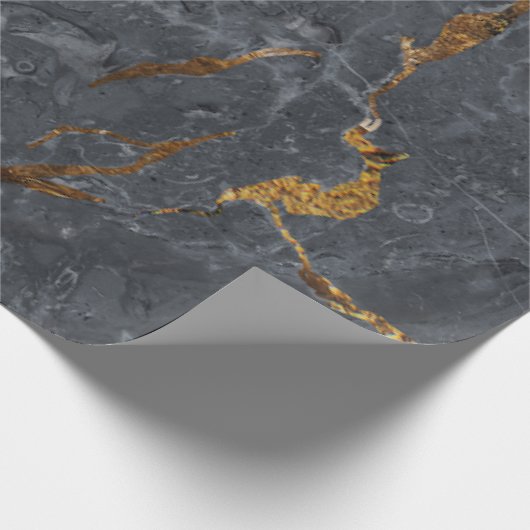 Cool Grey Gold Marble Texture Cadeaupapier (Hoek)