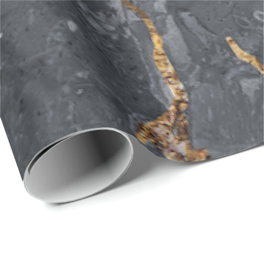 Cool Grey Gold Marble Texture Cadeaupapier (Rol Hoek)