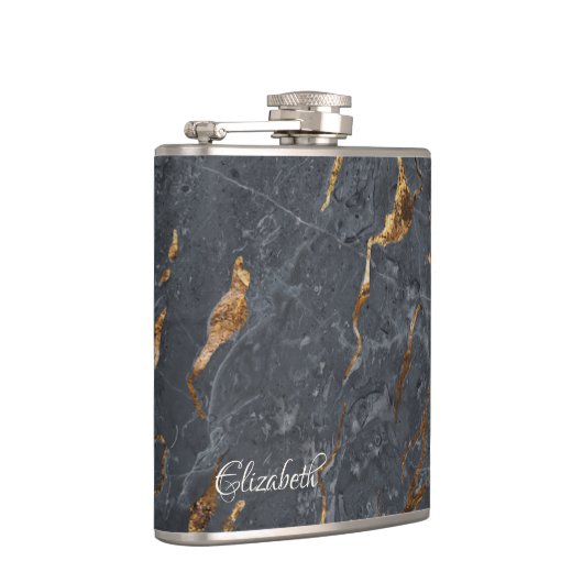 Cool Grey Gold Marble Texture Heupfles (Rechts)