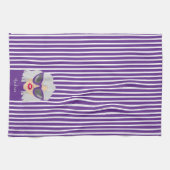 Cool Grey-Haire Woman Paars Custom Name Theedoek (Horizontaal)