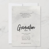 Cool Grey Modern Grunge Brushact Afstuderen Kaart (Achterkant)