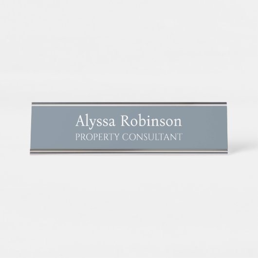 Cool Grey Professionele Bureaunaam Bord Bureau Naambordje (Voorkant)