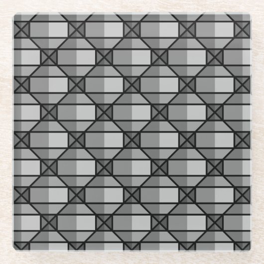 Cool Grey Shaded 3-dimensionaal patroon Glazen Onderzetter (Voorkant)