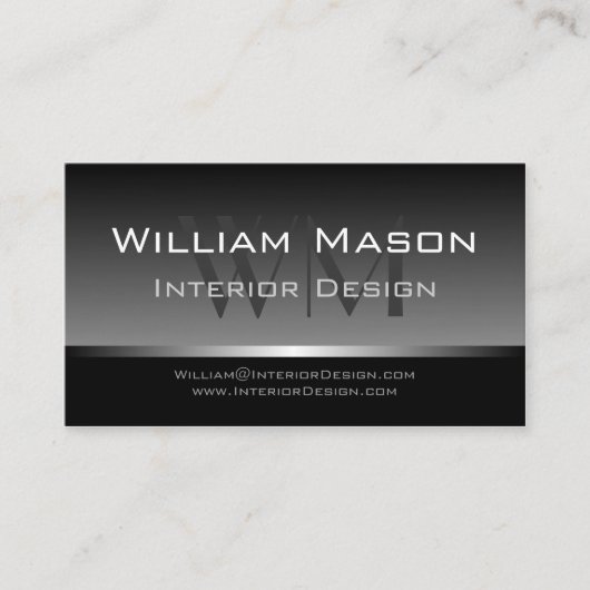 Cool Grey & Silver Stripe Professional Bus Kaart Visitekaartje (Voorkant)