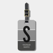 Cool Grey Stripes Black Bold Monogram Bagagelabel (Voorkant verticaal)