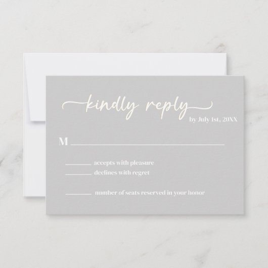 Cool Grey Trendy Script RSVP (Voorkant)