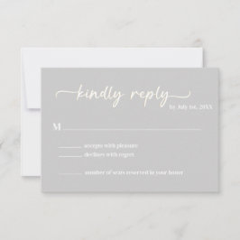 Cool Grey Trendy Script RSVP Kaartje