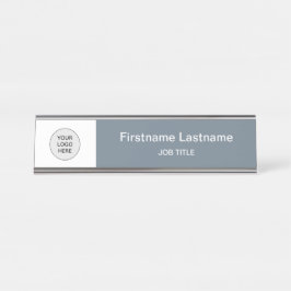 Cool Grey Uw Logo Modern Bureaunaam Bord Bureau Naambordje