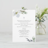 Cool Grey Waterverf Florals Twins Doop Kaart (Staand voorkant)
