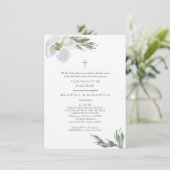 Cool Grey Waterverf Florals Twins Doop Kaart (Staand voorkant)