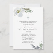 Cool Grey Waterverf Florals Twins Doop Kaart (Voorkant)