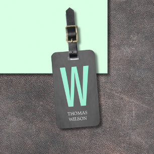 Cool Grey Zwart Groen Vet Monogram Bagagelabel