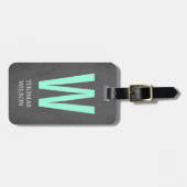 Cool Grey Zwart Groen Vet Monogram Bagagelabel (Voorkant horizontaal)