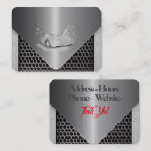 cool grijs metaal blik met tekening van een auto visitekaartje (Voorkant / Achterkant)