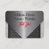 cool grijs metaal blik met tekening van een auto visitekaartje (Achterkant)