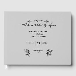 Cool grijs trendy script bruiloft gastenboek