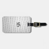 Cool grijs wit zwart gestreepte draadpatroon Monog Bagagelabel (Voorkant horizontaal)