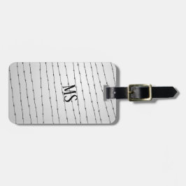 Cool grijs wit zwart gestreepte draadpatroon Monog Bagagelabel