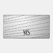 Cool grijs wit zwart gestreepte draadpatroon Monog Bureaumat (Voorkant)