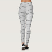 Cool grijs wit zwart gestreepte draadpatroon Monog Leggings (Achterkant)