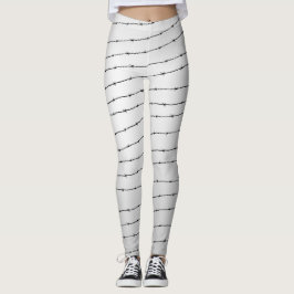 Cool grijs wit zwart gestreepte draadpatroon Monog Leggings