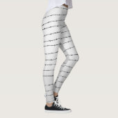 Cool grijs wit zwart gestreepte draadpatroon Monog Leggings (Rechts)